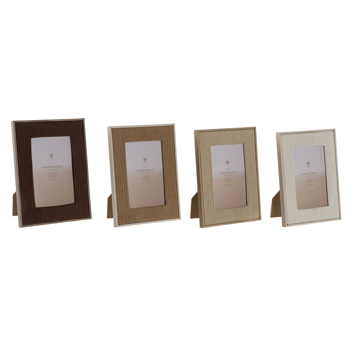 Home ESPRIT Lot de 4 Cadres Photo Marron Beige Velours et Verre