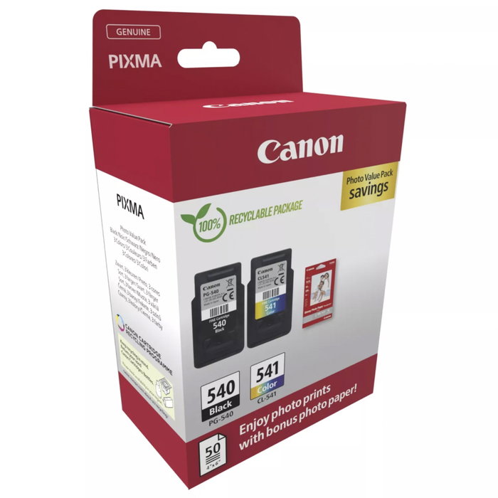 Canon PG-540 / CL-541 Photo Value Pack avec 50 feuilles de papier photo