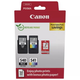 Canon Value Pack PG-540 Noir et CL-541 Couleur avec 50 feuilles de papier photo 10x15 cm