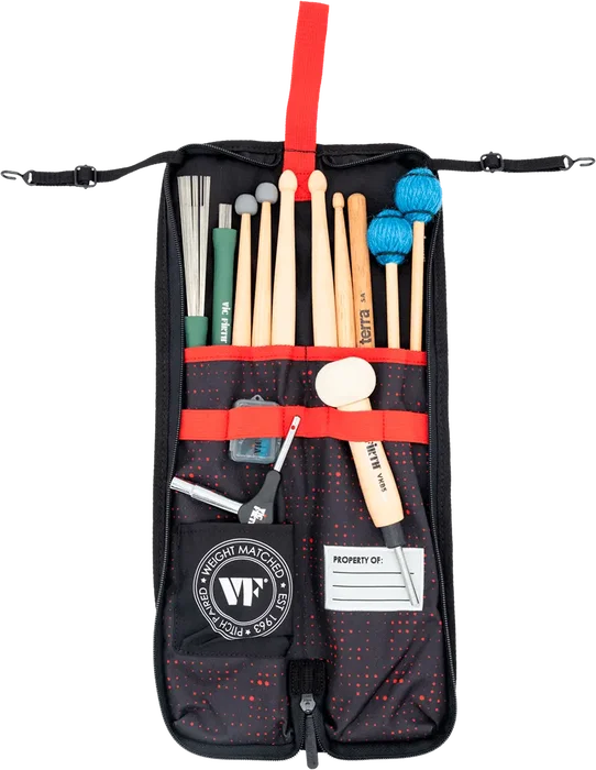 VICFIRTH Funda pour baguettes Essential Red Dot - capacité 4-5 paires, accrochage timbale