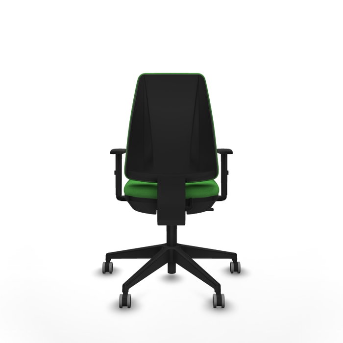 Chaise Elche Contact permament de base Tissu Vert Base pyramidale noire Accoudoir 1D Sans appui-tête Roulettes 65mm pour moquette