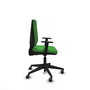 Chaise Elche Contact permament de base Tissu Vert Base pyramidale noire Accoudoir 1D Sans appui-tête Roulettes 65mm pour moquette