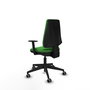 Chaise Elche Contact permament de base Tissu Vert Base pyramidale noire Accoudoir 1D Sans appui-tête Roulettes 65mm pour moquette
