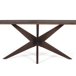 GINER Y COLOMER Table de Salle à Manger Rectangulaire en Bois de Mango Wengué 180 cm avec Base en Fer Noir Sculptural