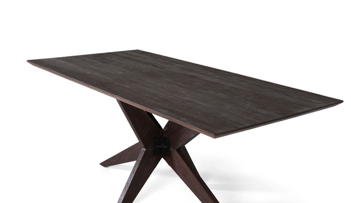 GINER Y COLOMER Table de Salle à Manger Rectangulaire en Bois de Mango Wengué 180 cm avec Base en Fer Noir Sculptural GINER Y COLOMER Table de Salle à Manger Rectangulaire en Bois de Mango Wengué 180 cm avec Base en Fer Noir Sculptural
