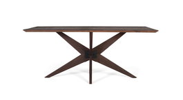 GINER Y COLOMER Table de Salle à Manger Rectangulaire en Bois de Mango Wengué 180 cm avec Base en Fer Noir Sculptural