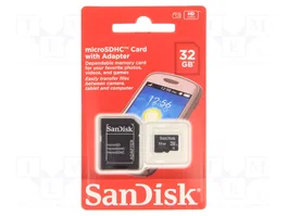 SanDisk Carte mémoire microSDHC 32 Go Classe 4 avec adaptateur SD