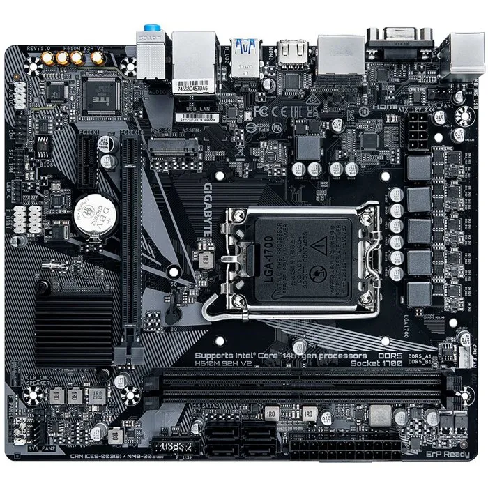 Gigabyte Carte Mère H610M S2H V2 DDR5 Micro-ATX Chipset Intel H610, Compatible Processeurs Intel, DDR5, Connectivité Complète