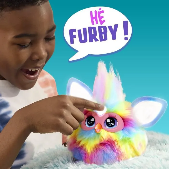 Furby Furby Tie Dye, Peluche interactive animatronique pour enfants à partir de 6 ans avec 15 accessoires et commandes vocales