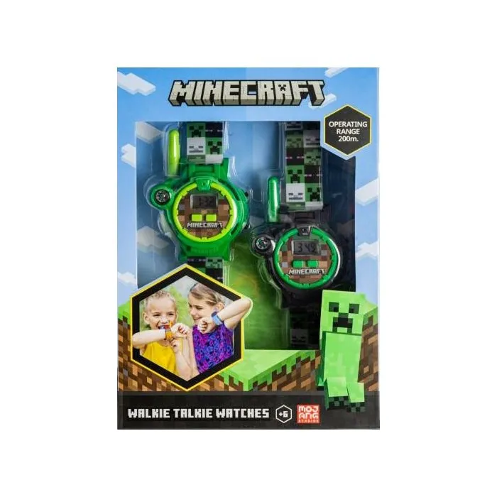 Kids Licensing Montre Talkie-Walkie Minecraft pour Enfants dès 6 ans avec Boussole, Chronomètre et Portée 100 mètres
