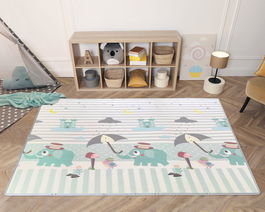 KioKids Tapis de jeu pliable bébé Elephants & Sports, 150 x 200 cm, épaisseur 1 cm, imperméable, reversible, matériau XPE sans BPA, pour tapis d'éveil et d'apprentissage motricité