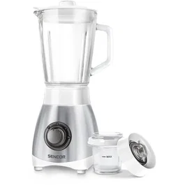 Sencor SBL 3271SS Blender Mixeur, Puissance 250 W, Bol Verre 0.8 L, 2 Niveaux de Vitesse avec Fonction Pulse, Lames Acier Inoxydable, Pour Soupes, Cocktails, Aliments Bébé