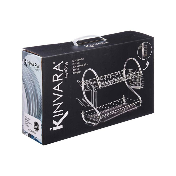 KINVARA Égouttoir à vaisselle 2 étages chromé blanc avec accessoires KINVARA Égouttoir à vaisselle 2 étages chromé blanc avec accessoires