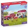 Schleich 42535 Horse Club - Coffret figurines voyage en voiture avec remorque pour chevaux, jouet pour enfants de 5 ans et plus