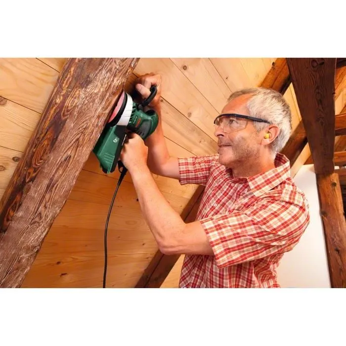 Bosch PEX 400 AE - Ponceuse excentrique filaire 350W avec coffret, réglage électronique et système anti-poussière, pour bois et peinture