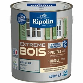 Ripolin Peinture pour bois intérieur et extérieur Gris clair Ral 7035 satin - 2,5 L