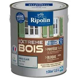 Ripolin Peinture pour bois intérieur et extérieur - Gris clair RAL 7035 satiné - Résistante aux chocs et lessivage - 2,5 litres