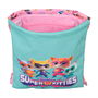 Sac à dos serré par des ficelles SuperKitties Rose Turquoise 26 x 34 x 1 cm