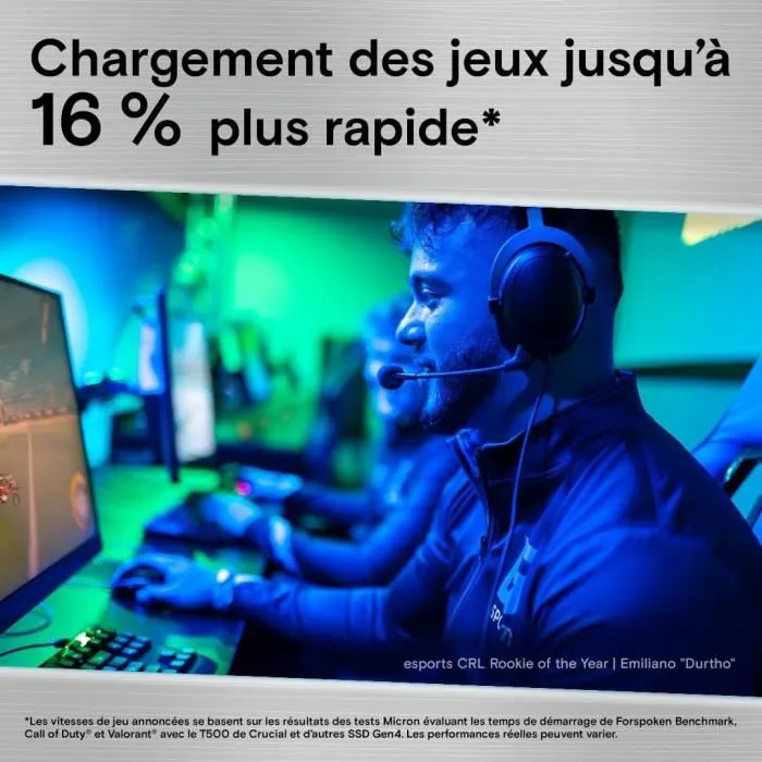 Crucial SSD Interne Gaming T500 2 To PCIe Gen4 NVMe M.2 SSD jusqu'a 7200 Mo/s CT2000T500SSD8 Crucial SSD Interne Gaming T500 2 To PCIe Gen4 NVMe M.2 SSD jusqu'a 7200 Mo/s CT2000T500SSD8