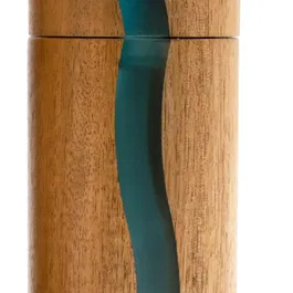 Bisetti - Moulin à Poivre Positano 13 cm en Acacia Naturel avec Résine Bleue - Fabriqué en Italie