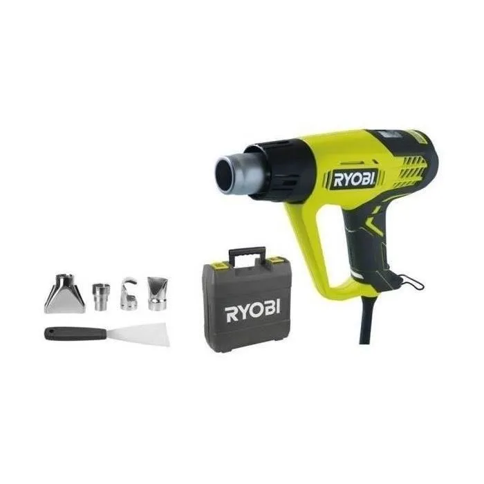 Ryobi EHG2020LCD Débrosseuse thermique 2000 W, 2 températures (50 / 650°C), écran LCD, coffret avec 1 grattoir et 4 buses