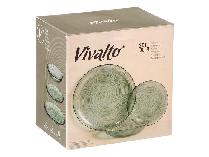 VIVALTO Vaisselle en Verre 18 Pièces Verte
