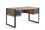 GINER Y COLOMER Bureau en bois de manguier et métal avec 4 tiroirs, 135 x 70 x 76 cm (L x P x H), couleur naturel
