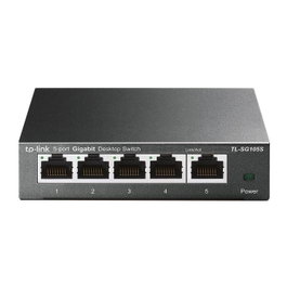 TP-Link TL-SG105S - Commutateur réseau Gigabit 5 ports, économique en énergie, Plug and Play, acier, montable bureau/mur