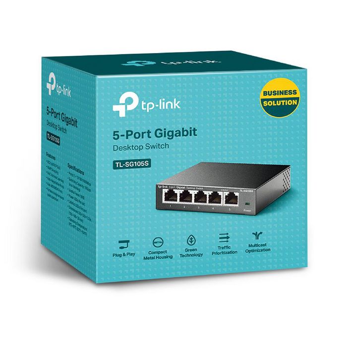 TP-Link TL-SG105S - Commutateur réseau Gigabit 5 ports, économique en énergie, Plug and Play, acier, montable bureau/mur TP-Link TL-SG105S - Commutateur réseau Gigabit 5 ports, économique en énergie, Plug and Play, acier, montable bureau/mur