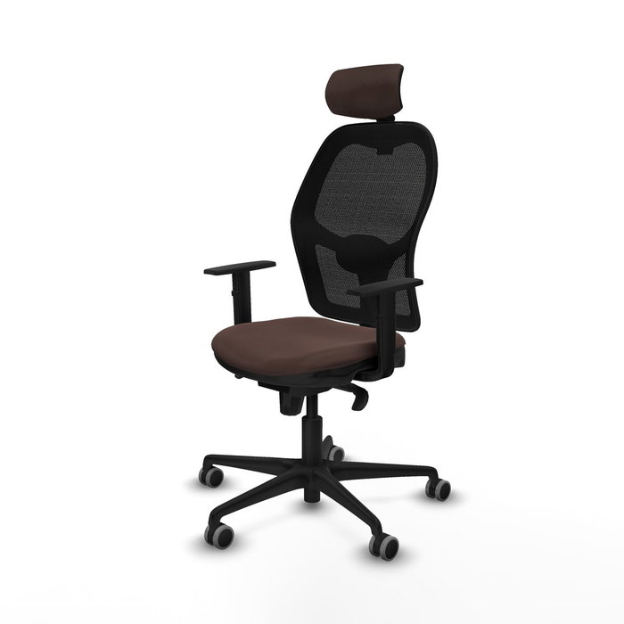 Piqueras y Crespo Chaise de Bureau avec Appui-tête Jorquera 1D036G2 Noir Brun foncé