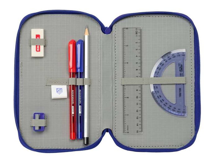 ATCO. Plumier triple avec 37 pièces, dimensions 12,5x19,5x5,5 cm, pour enfant à partir de 3 ans