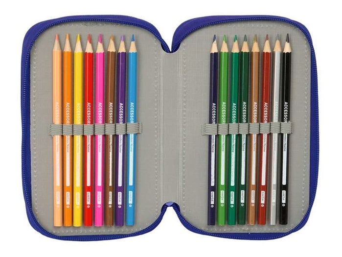ATCO. Plumier triple avec 37 pièces, dimensions 12,5x19,5x5,5 cm, pour enfant à partir de 3 ans