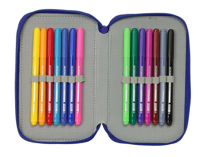 ATCO. Plumier triple avec 37 pièces, dimensions 12,5x19,5x5,5 cm, pour enfant à partir de 3 ans