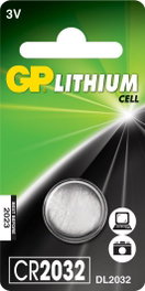 GP Pile bouton au lithium CR2032, pack de 1