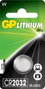 GP Pile Bouton Lithium CR2032 - 1 pièce - Haute puissance pour calculatrices, jouets, systèmes d'entrée sans clé
