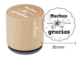 Woodies Tampon en bois et caoutchouc Muchas gracias 33x30mm