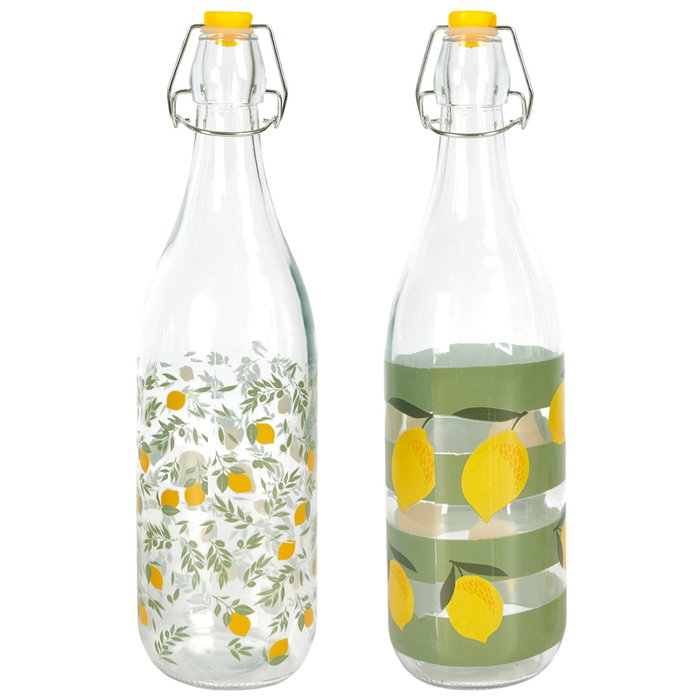 Home Deco Factory Bouteille en verre 1 L Citrons Bain de Soleil