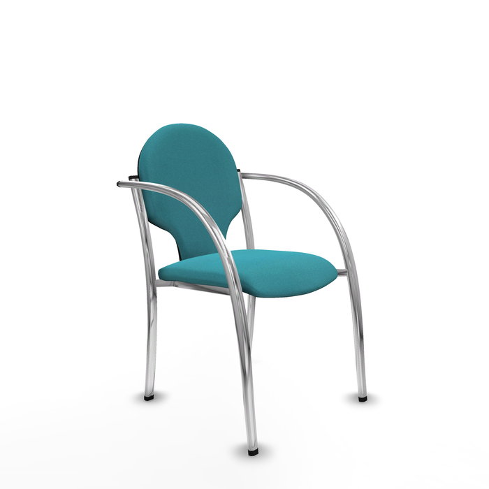 Silla Hellín tapizada con Tela color Turquesa. Brazos fijos Silla Hellín tapizada con Tela color Turquesa. Brazos fijos