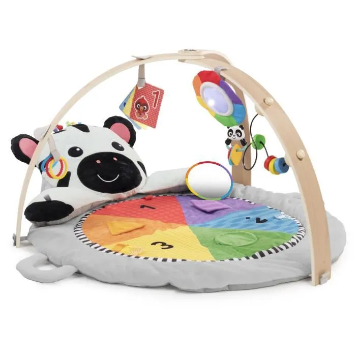 Baby Einstein Tapis d'éveil avec arche de jeu en bois Zen le Zèbre, 10+ jouets multisensoriels, miroir, STEAM, musique, coussin soutien ventre, cadeau bébé 0 mois et plus Baby Einstein Tapis d'éveil avec arche de jeu en bois Zen le Zèbre, 10+ jouets multisensoriels, miroir, STEAM, musique, coussin soutien ventre, cadeau bébé 0 mois et plus