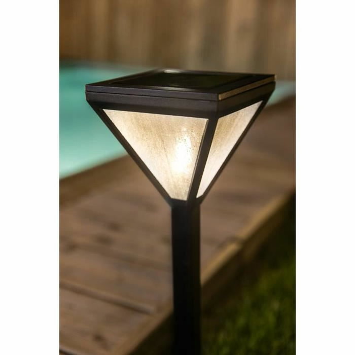 Galix Lanterne solaire inox verre perlé noir 25 lumens blanc chaud Galix Lanterne solaire inox verre perlé noir 25 lumens blanc chaud