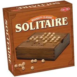 Tactic - Solitaire en Bois, Jeu de Société Classique avec 32 Billes, à partir de 7 ans, 1 à 4 joueurs, Durée 20 mn