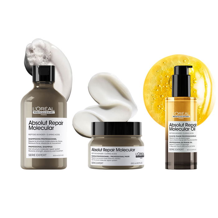 L'Oréal Professionnel Paris Huile Biphasique Absolut Repair Molecular 90 ml - Réparation Moléculaire, Brillance 100h, Anti-Frizz