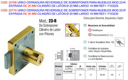 URKO Serrure de surpression réversible pour meuble 7103030