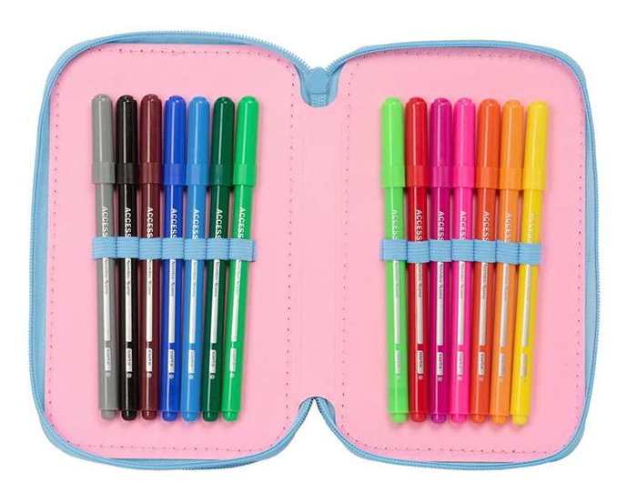 Safta Plumier triple 37 pièces Stitch "Bright" 12,5 x 19,5 x 5,5 cm - À partir de 36 mois