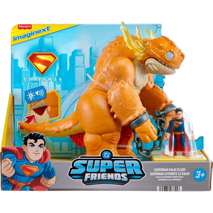 Imaginext - DC Super Friends Superman vs Kaiju, Figurine de Combat avec Lumière et Son, Action et Chaînes, Licence DC Comics (Réf. Jdl07, Mattel)