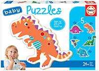Educa - Puzzle Baby Dinosaures - 5 Puzzles en Carton - Pour Enfants de 2 à 4 Ans - Langue Espagnol et Anglais