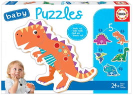 Educa - Puzzle Baby Dinosaures - 5 Puzzles en Carton - Pour Enfants de 2 à 4 Ans - Langue Espagnol et Anglais