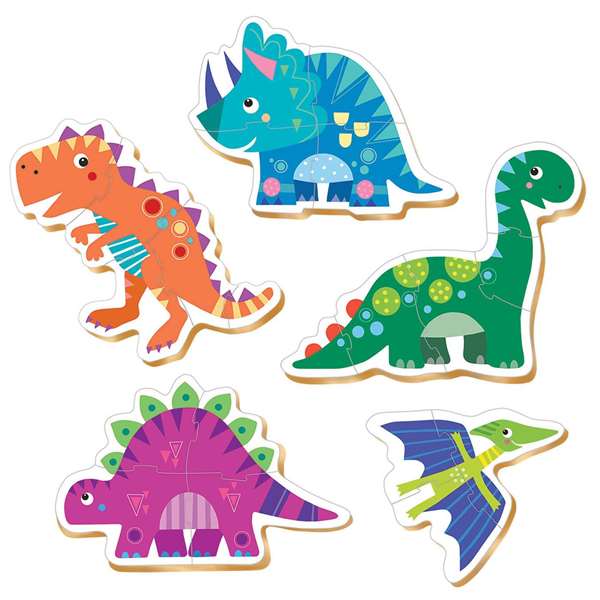 Educa - Puzzle Baby Dinosaures - 5 Puzzles en Carton - Pour Enfants de 2 à 4 Ans - Langue Espagnol et Anglais