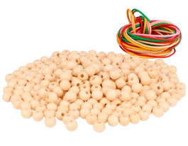 Innspiro Set de 450 perles rondes en bois naturel 10mm avec fil coton