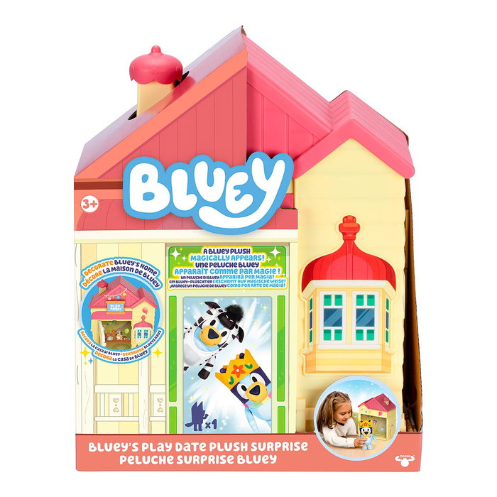 FAMOSA Play Date Plush Surprise Bluey Bly99000 Peluche Bleu Célébration Enfant +3 Ans